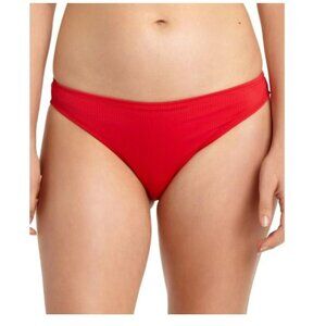 California Waves RED  Ribbed Hipster Bikini Swim Bottom, US X-Small